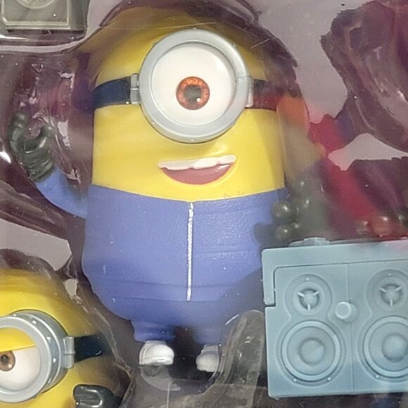 Minions Boombox Set Figures Josh Kevin Bob Stuart - Picture 4 of 12